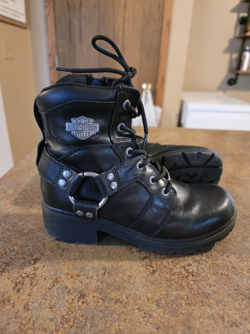 Harley-Davidson Black Leather Combat Boots